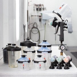 Tous les composants d'un kit de pistolet de pulvérisation